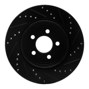 Chrysler 300 Brake Rotor (1) - Rear Left - R1 Concepts - Drilled & Slotted - Black - `05-`23